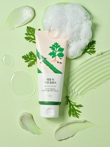 Заспокійлива очищуюча пінка з морським полином Round Lab Mugwort Calming Cleanser  3254 фото